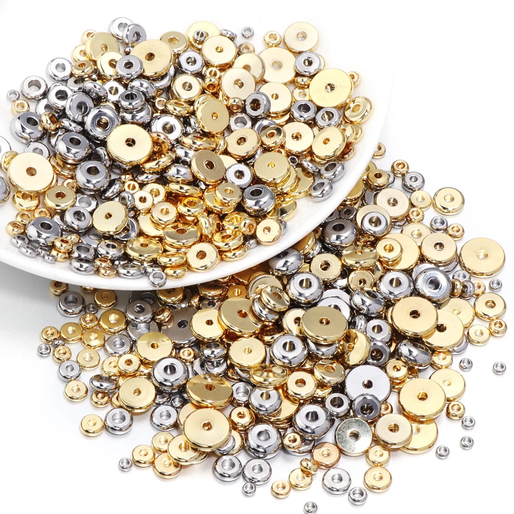 Stainless Steel Flat Disc Spacer Beads Gold Silver – 20-50pcs Jewelry Spacer Beads PLUSH