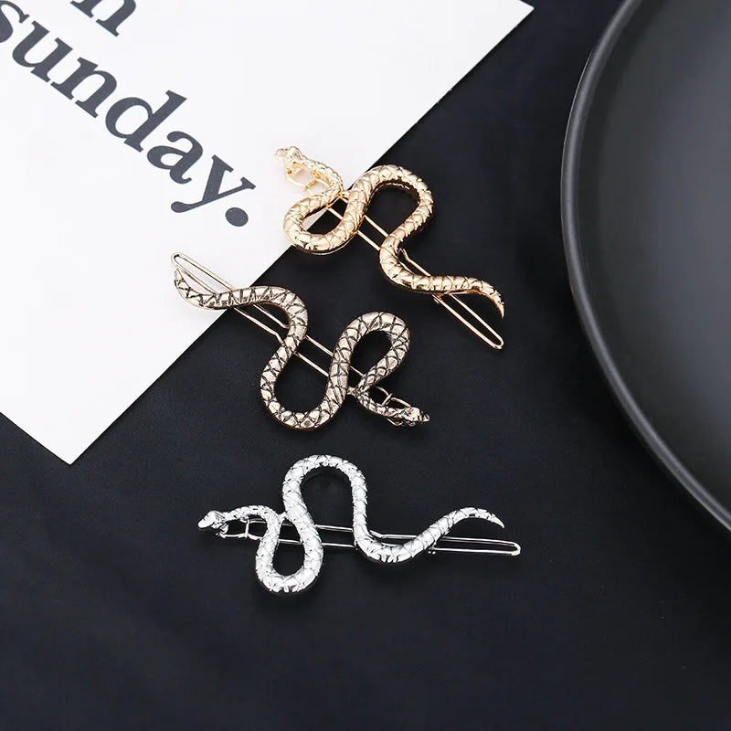 Metal Snake Hair Clips – Gothic Punk Barrettes for Women Hair Clip Barrette PLUSH
