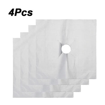 Gas Stove Protection Pads – Reusable, Washable & Heat-Resistant Stove Protector Pad PLUSH Sliver-4PCS