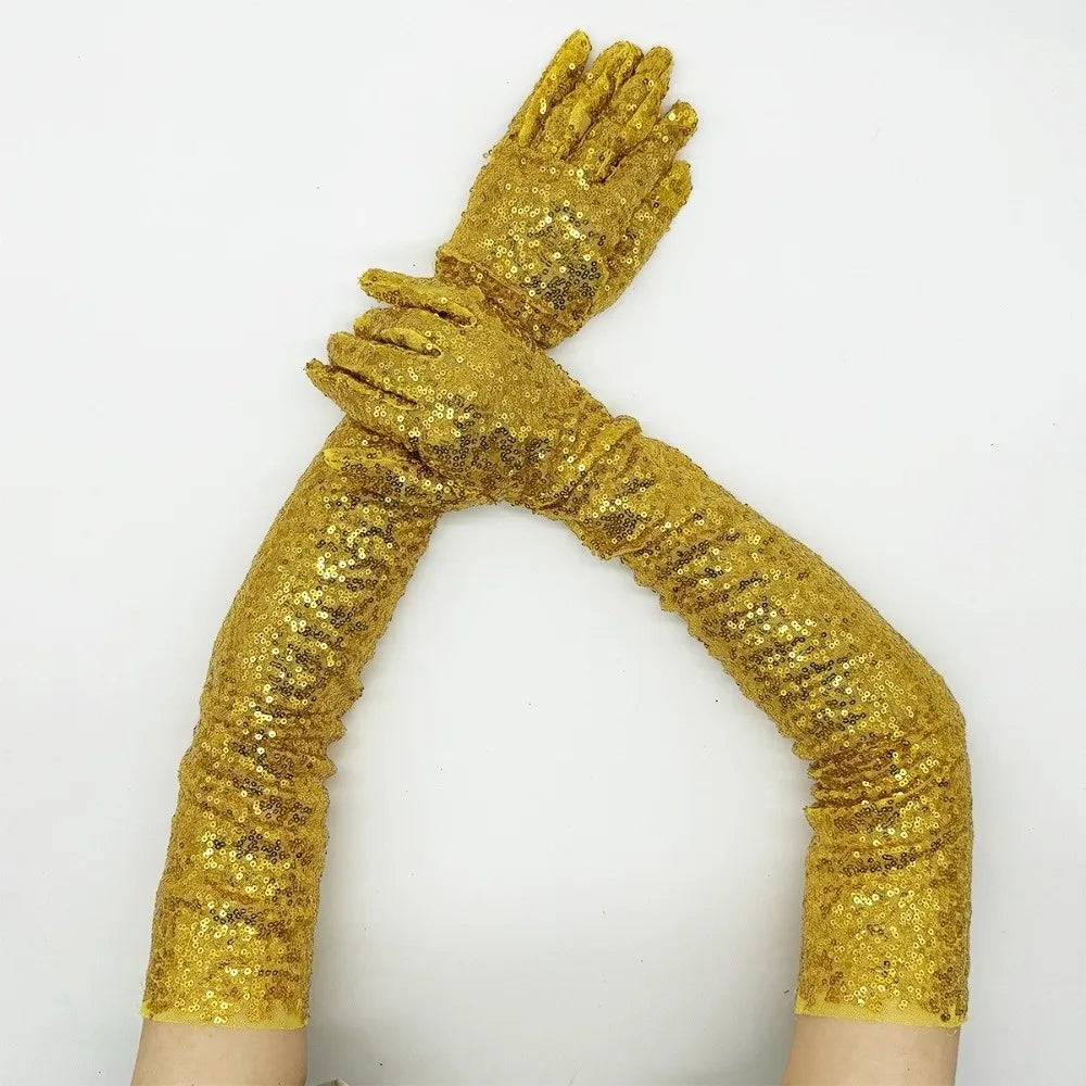 60cm Sequined Long Gloves – Sparkly Glitter Party & Wedding Sequined Long Gloves PLUSH