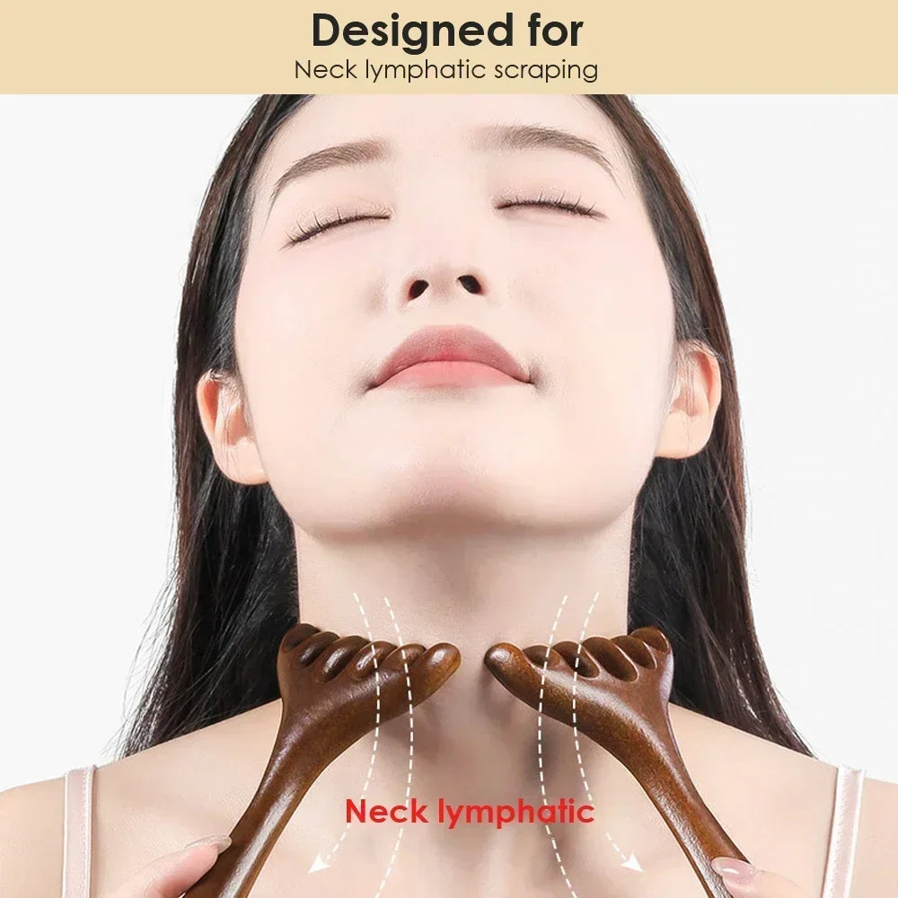 Natural Sandalwood Scalp Massager & Gua Sha Comb | Hair Care Scalp Massage Comb PLUSH