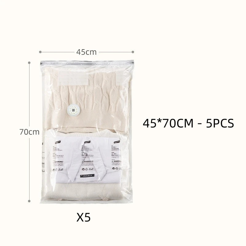 TAILI No-Pump Vacuum Storage Bags for Clothes & Blankets 3-5pc Vacuum Storage Bags PLUSH S 5 PCS