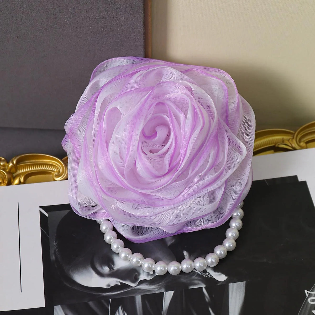 Pearl Rose Exfoliating Bath Sponge – Foaming Mesh Scrubber Bath Mesh Scrubber PLUSH Purple