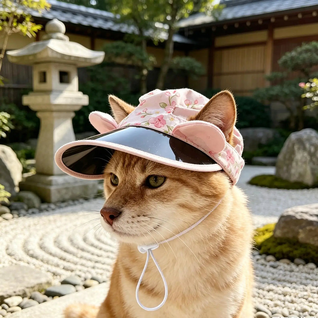 Adjustable Pet Sun Hat for Cats & Dogs – Ear Hole Fisherman Cap Pet Sun Hat PLUSH