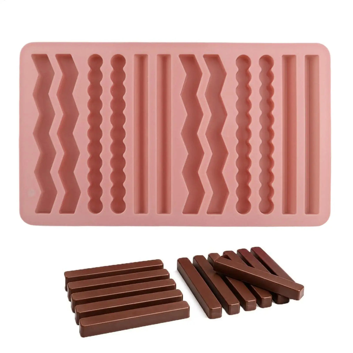Silicone Chocolate Bar Mold 12-Cavity Long Strip Baking Tray Silicone Baking Mold PLUSH