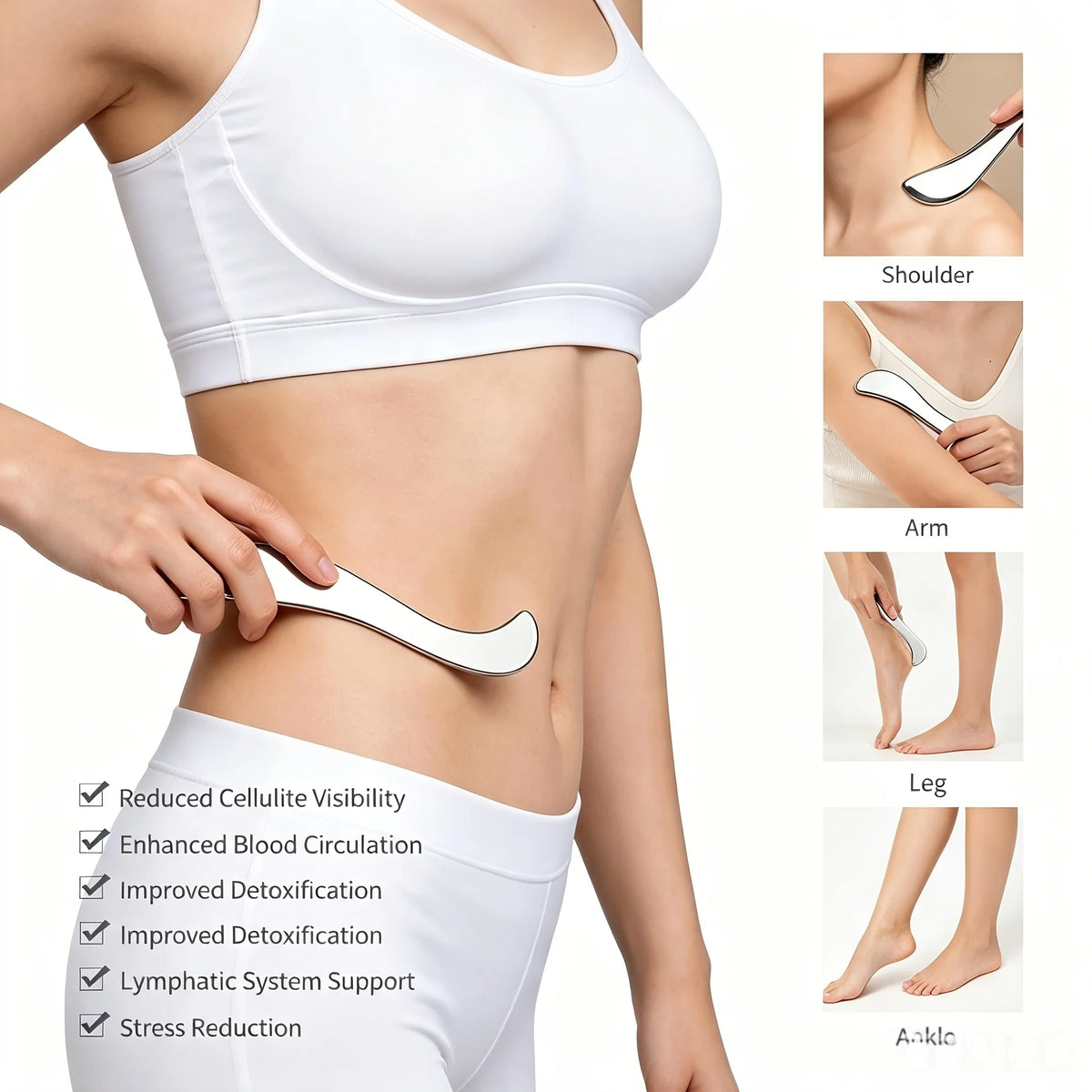 Stainless Steel Gua Sha Scraper Tool Set – Body & Face Gua Sha Scraper Set PLUSH