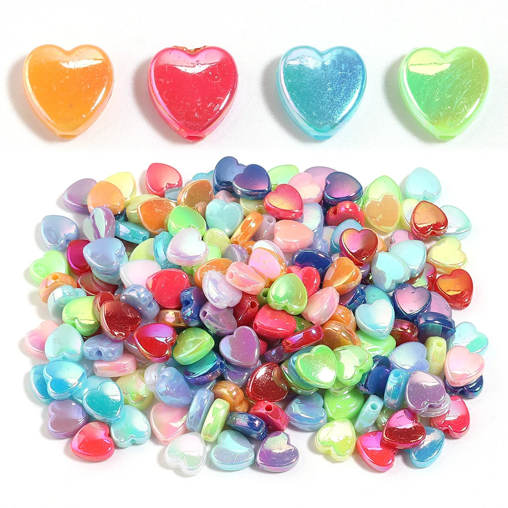 200pcs AB Heart Acrylic Spacer Beads – DIY Jewelry Making Acrylic Spacer Beads PLUSH