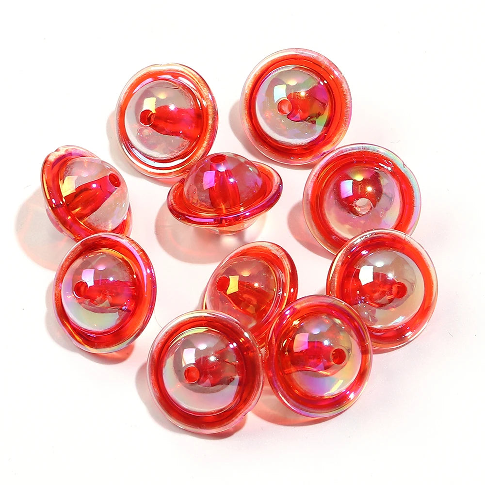 UFO Shape Color Plated Acrylic Spacer Beads 10pcs – DIY Jewelry Acrylic Spacer Beads PLUSH red