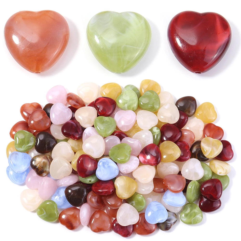 30pcs Dual Color Heart Acrylic Spacer Beads – DIY Jewelry Acrylic Spacer Beads PLUSH