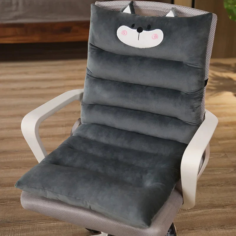 Integrated Seat & Backrest Chair Cushion – Plush Comfort Pad Chair Seat Cushion PLUSH Siberian Husky 100x45cm