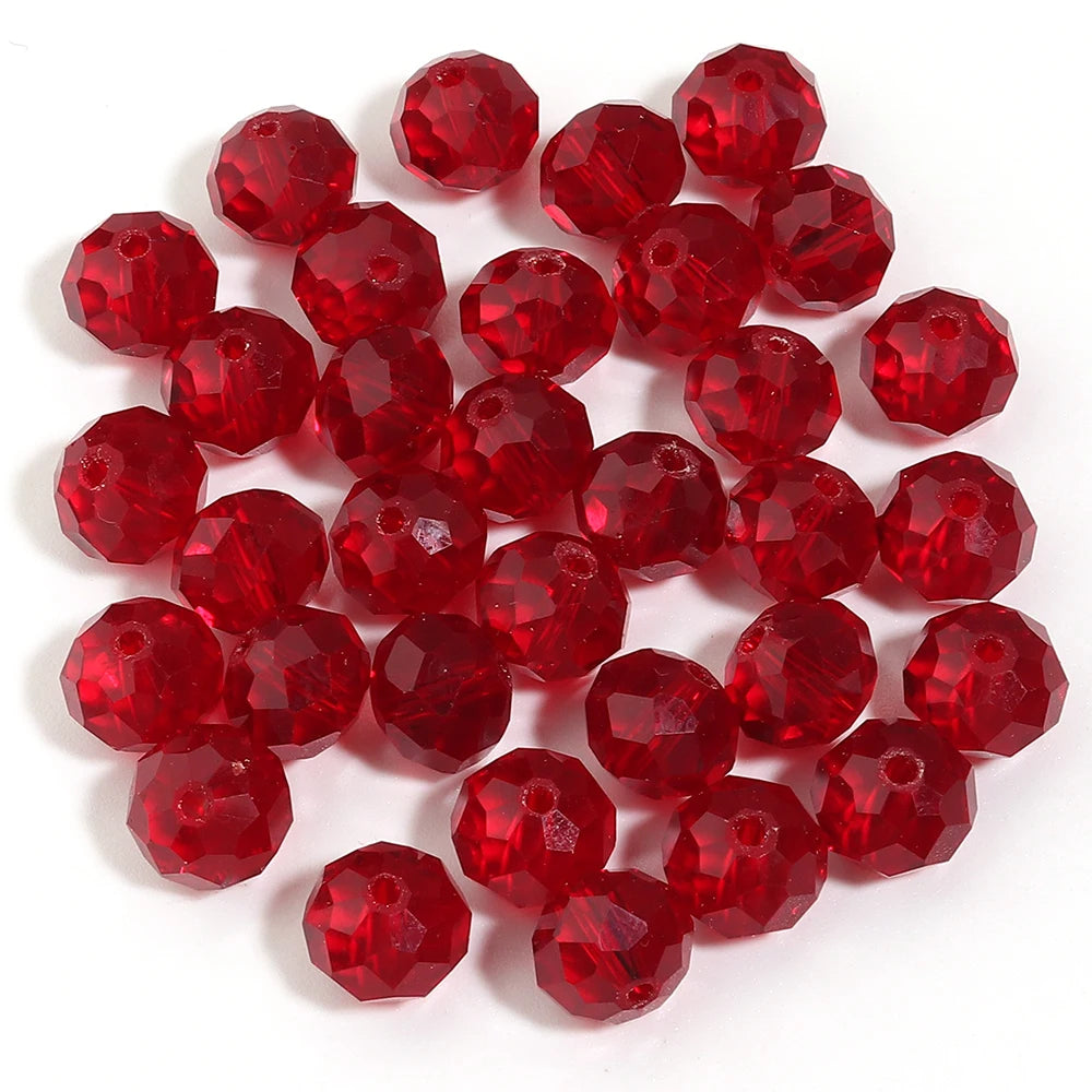 Red Faceted Glass Rondelle Spacer Beads 50-200pcs | DIY Jewelry Glass Spacer Beads PLUSH 10x8mm 50pcs