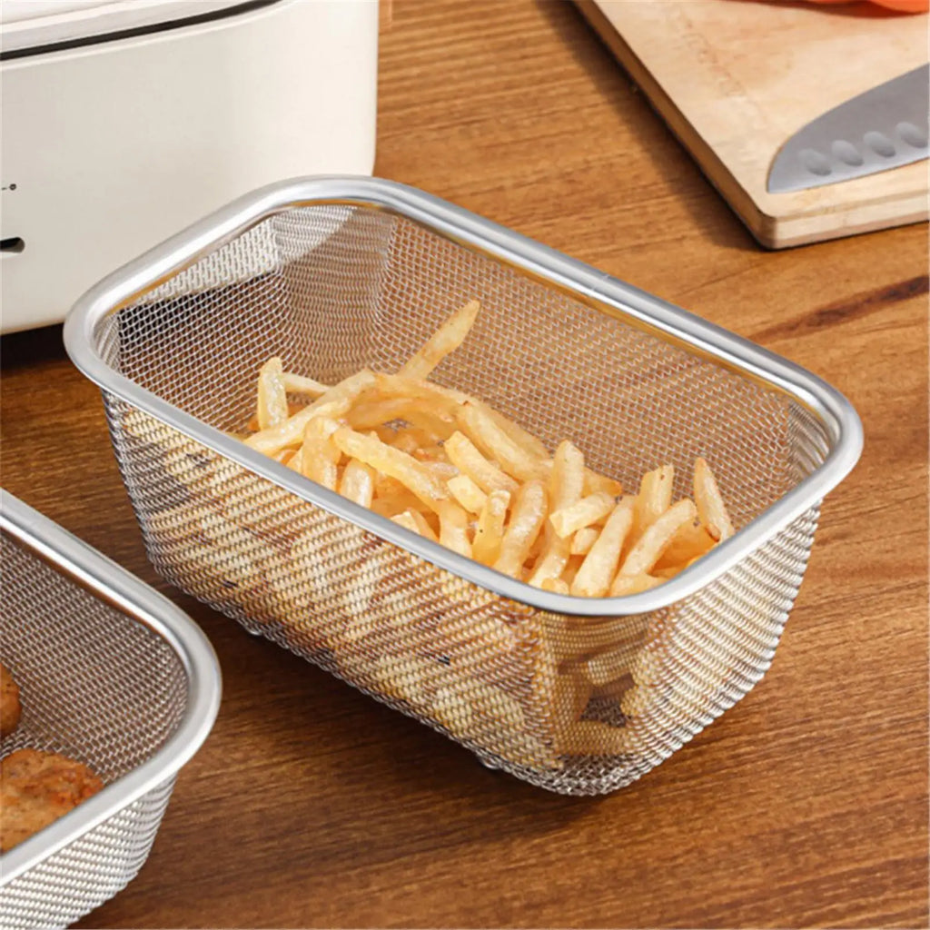 Stainless Steel Rectangle Mesh Basket Strainer & Colander Mesh Colander Strainer PLUSH