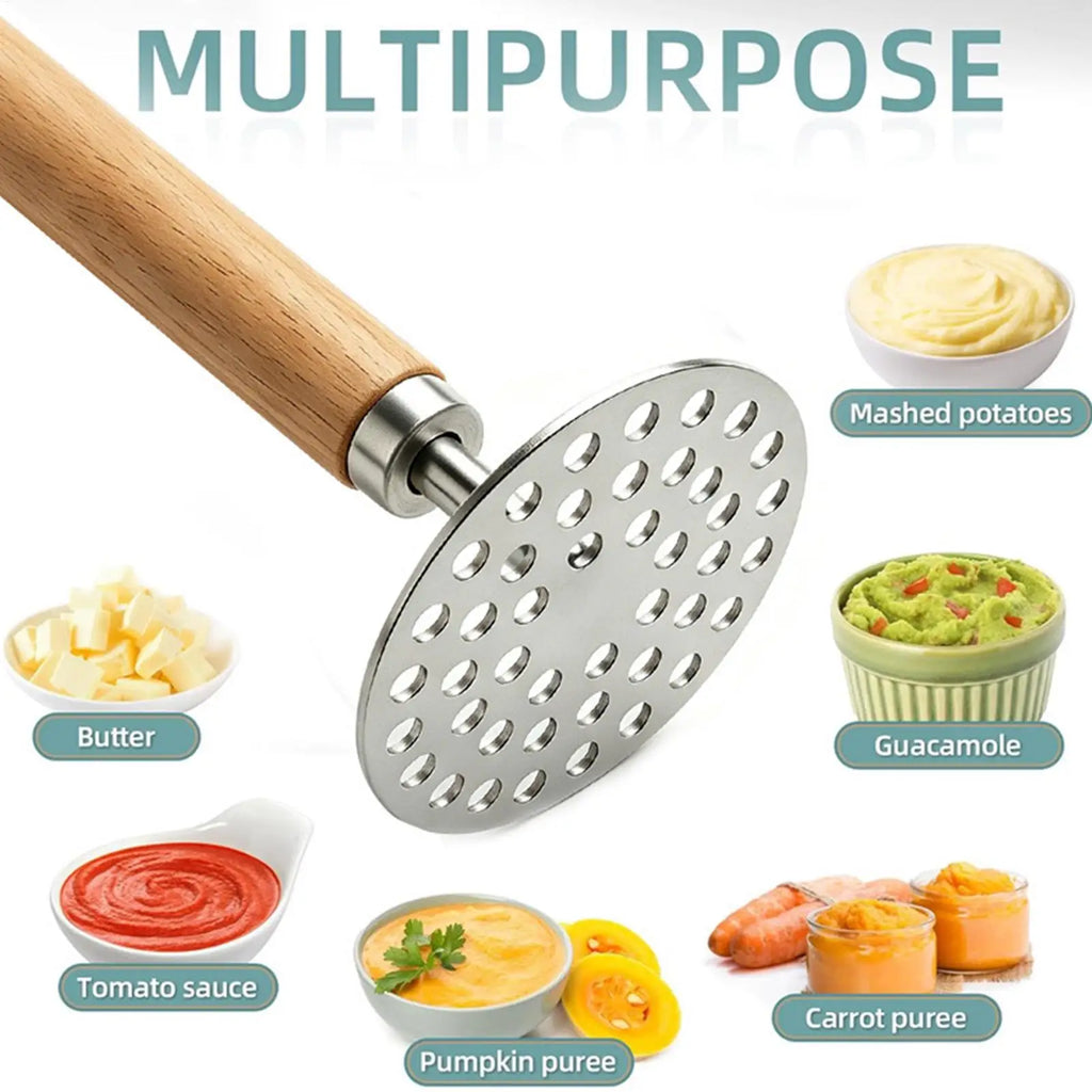 Stainless Steel Potato Masher – Manual Veggie & Fruit Crusher Kitchen Masher Tool PLUSH