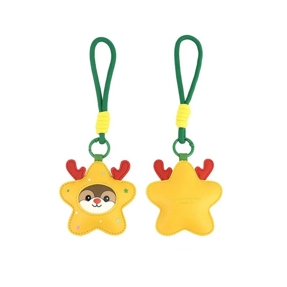 Cute Christmas PU Leather Keychain – Reindeer & Star Bag Charm Christmas Bag Charm PLUSH Style 4