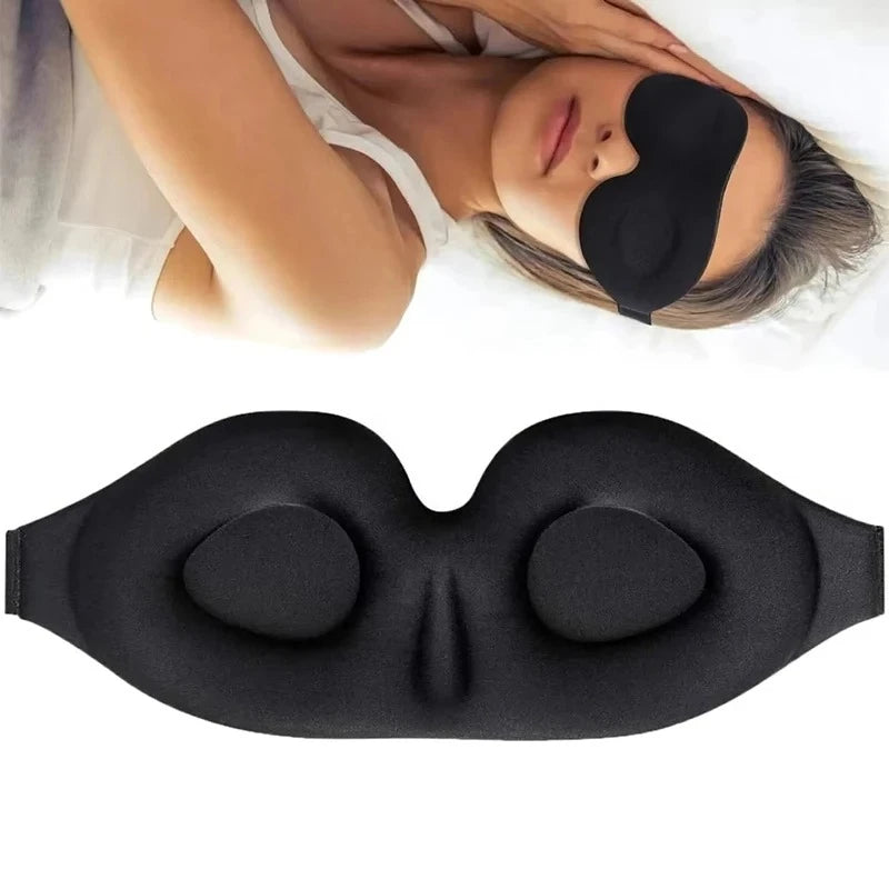 Black 3D Sleep Eye Mask – Adjustable, Breathable Light Blocker Sleep Eye Mask PLUSH
