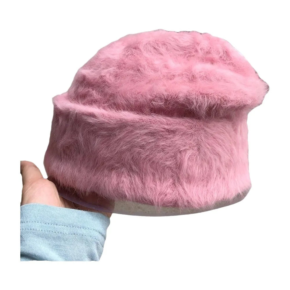Women's Slouchy Knit Beanie Hat – Y2K Winter Thermal Skullcap Winter Knit Beanie PLUSH Pink