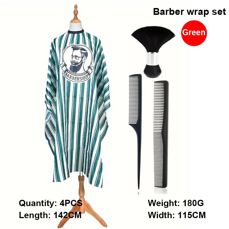 Salon Barber Cloak Set 4pcs/5pcs with Brush & Comb Barber Cloak Set PLUSH 4pcs set E