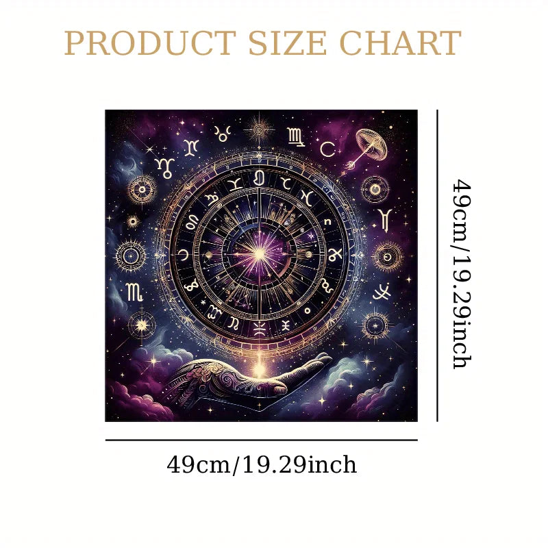 Tarot Card Altar Cloth – Celestial Zodiac Divination Mat Altar Tablecloth PLUSH 49Cmx49Cm