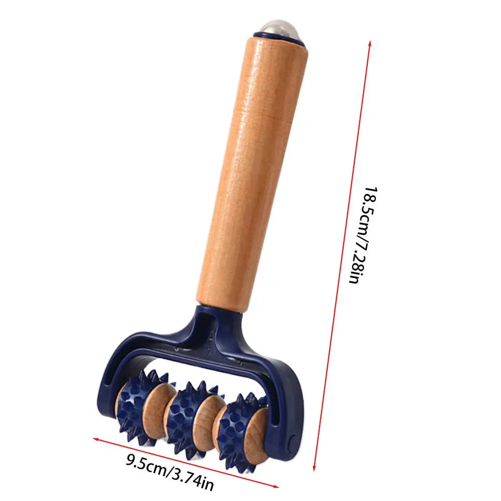 Wooden Handheld Massage Roller – Body, Neck & Legs Handheld Massage Roller PLUSH 1PC Blue