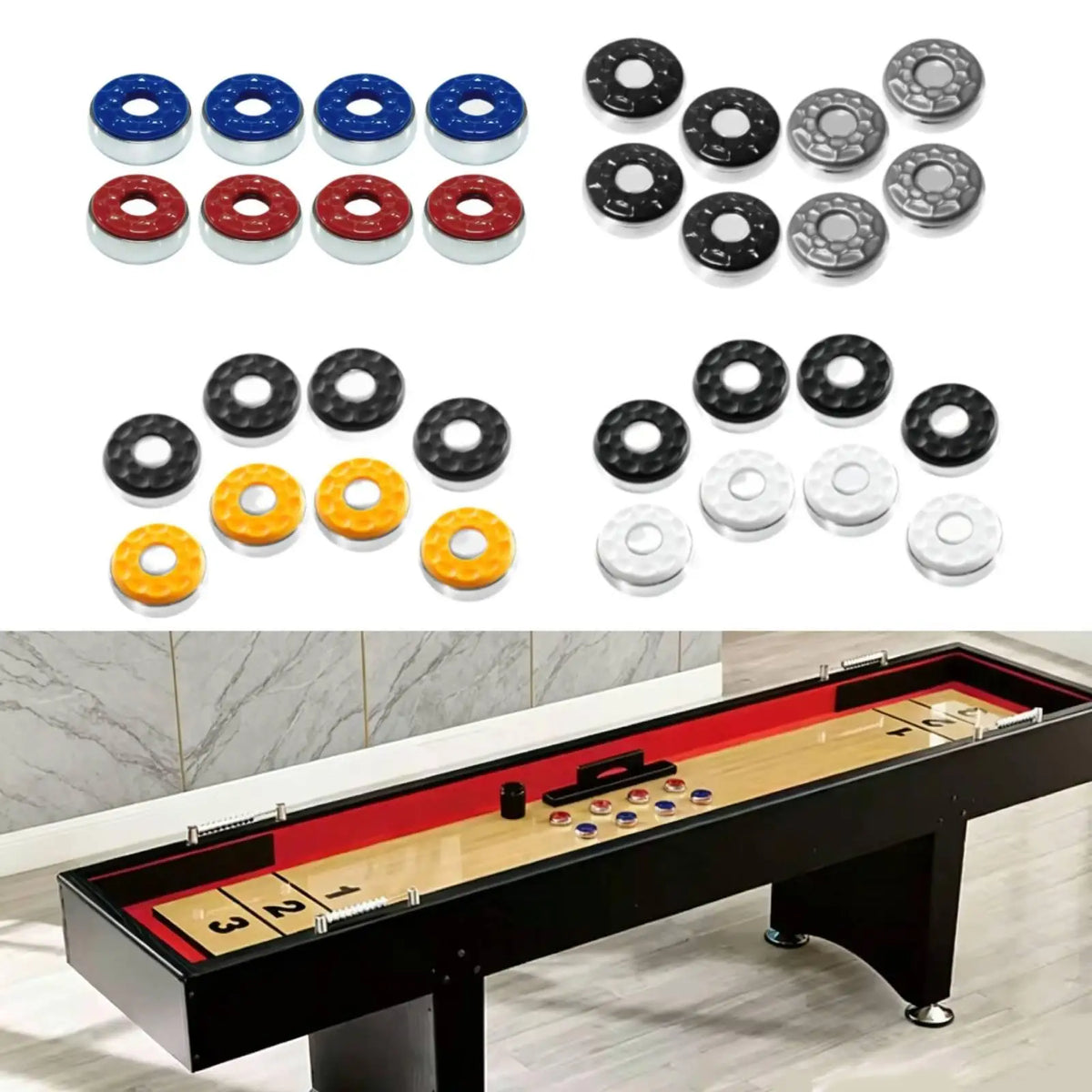 Mini Shuffleboard Pucks Set – 8pc Tabletop Game Accessories Shuffleboard Pucks Set PLUSH