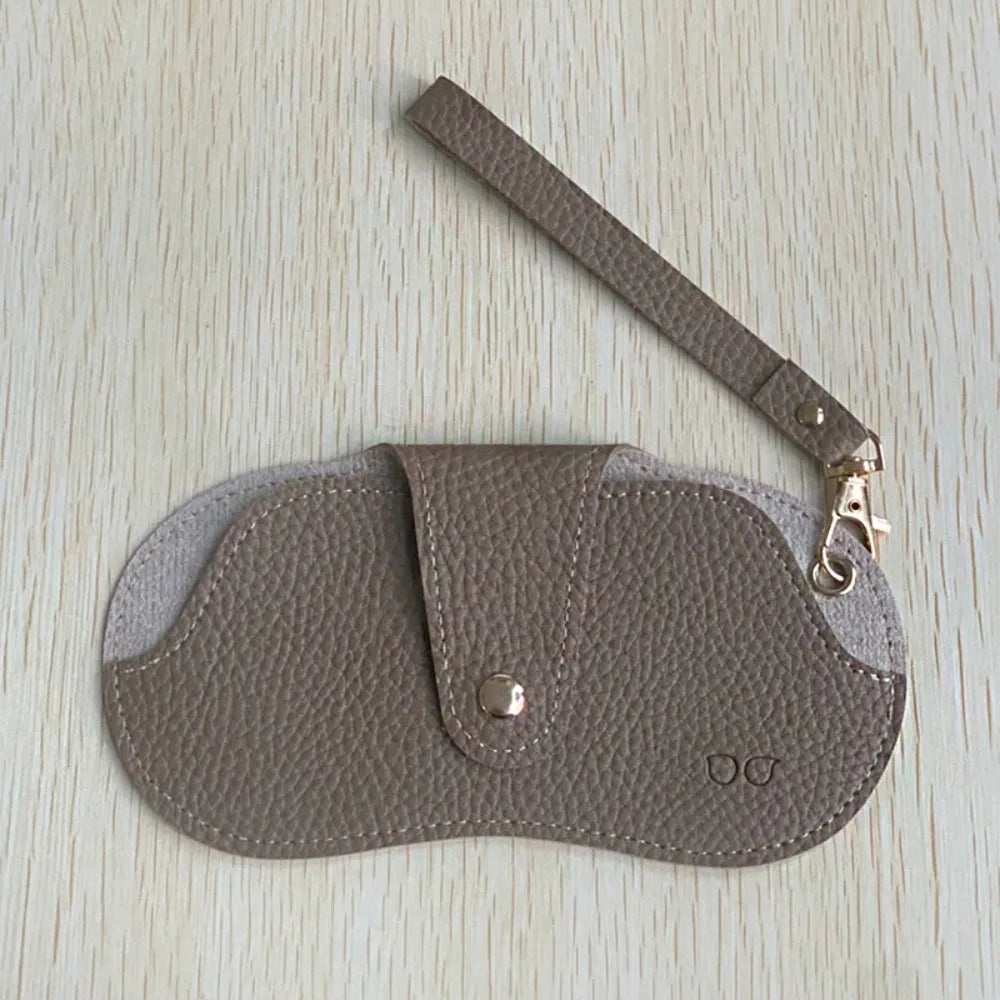PU Leather Sunglasses Pouch with Lanyard | Korean Style Eyewear Pouch Case PLUSH Coffee