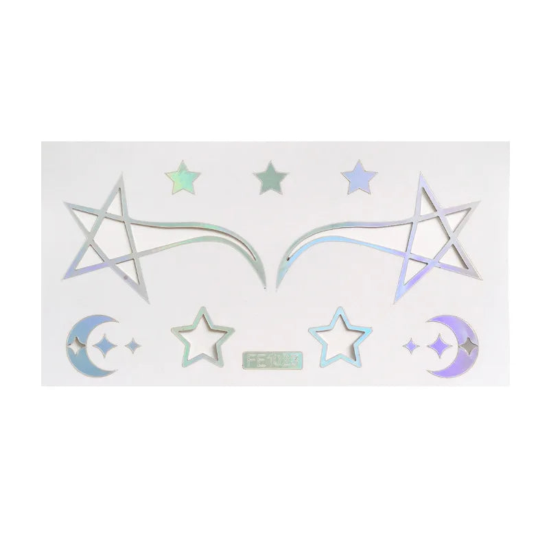 Laser Face & Eye Makeup Stickers – Colorful Party Art Decor Face Makeup Stickers PLUSH FE1023