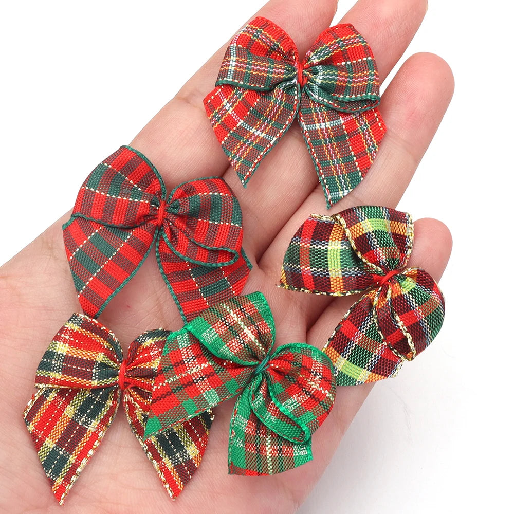 20pcs Christmas Plaid Bows – DIY Jewelry, Hair & Craft Decor Craft Bow Embellishments PLUSH
