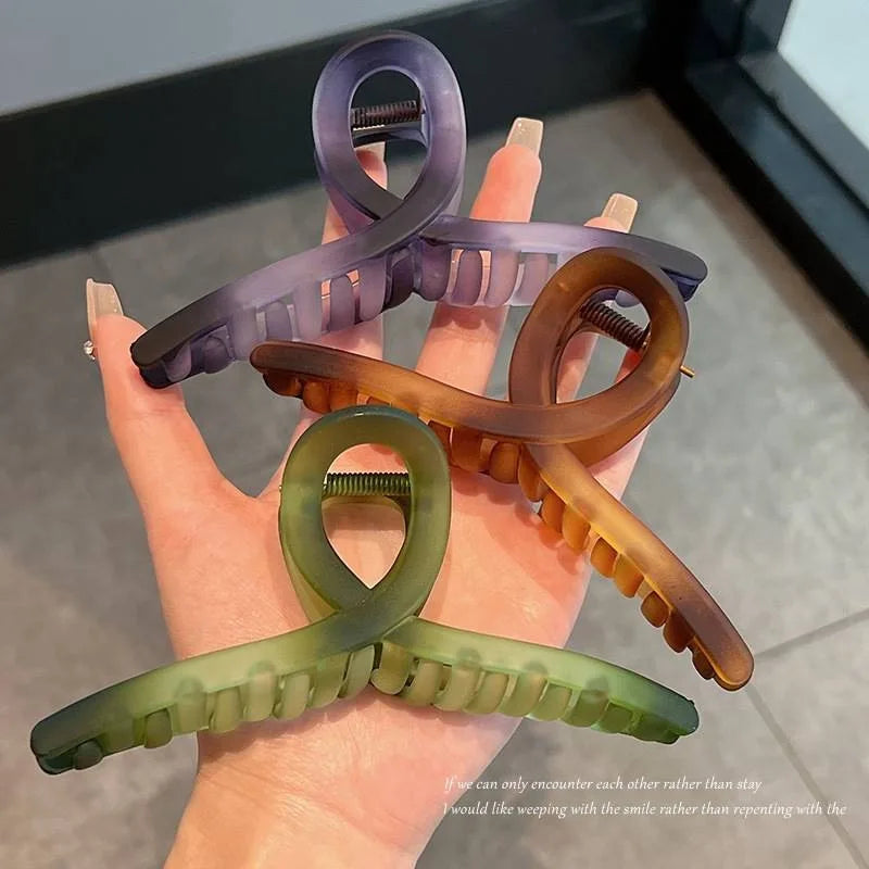 Large Green Transparent Hair Claw Clip 13cm | Women's Ponytail Hair Claw Clip PLUSH