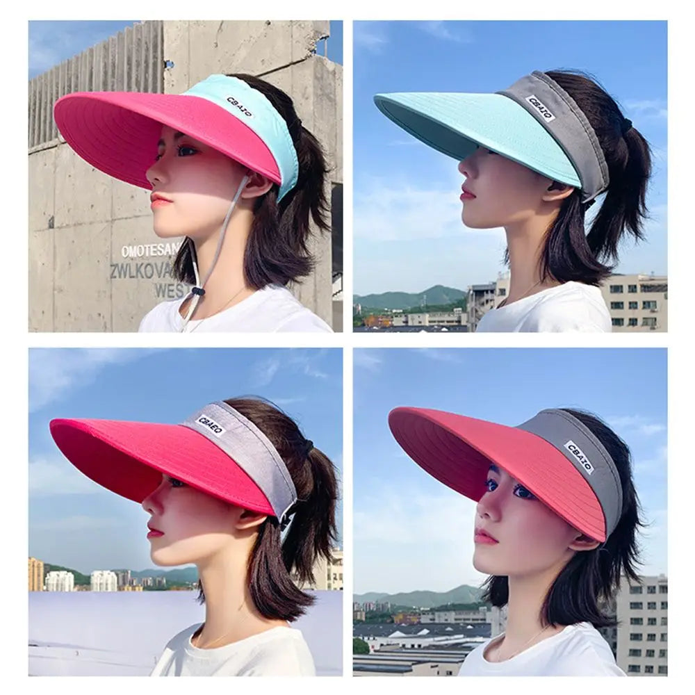 Women's Wide Brim Open-Top Sun Visor Beach Cap Sun Visor Hat PLUSH