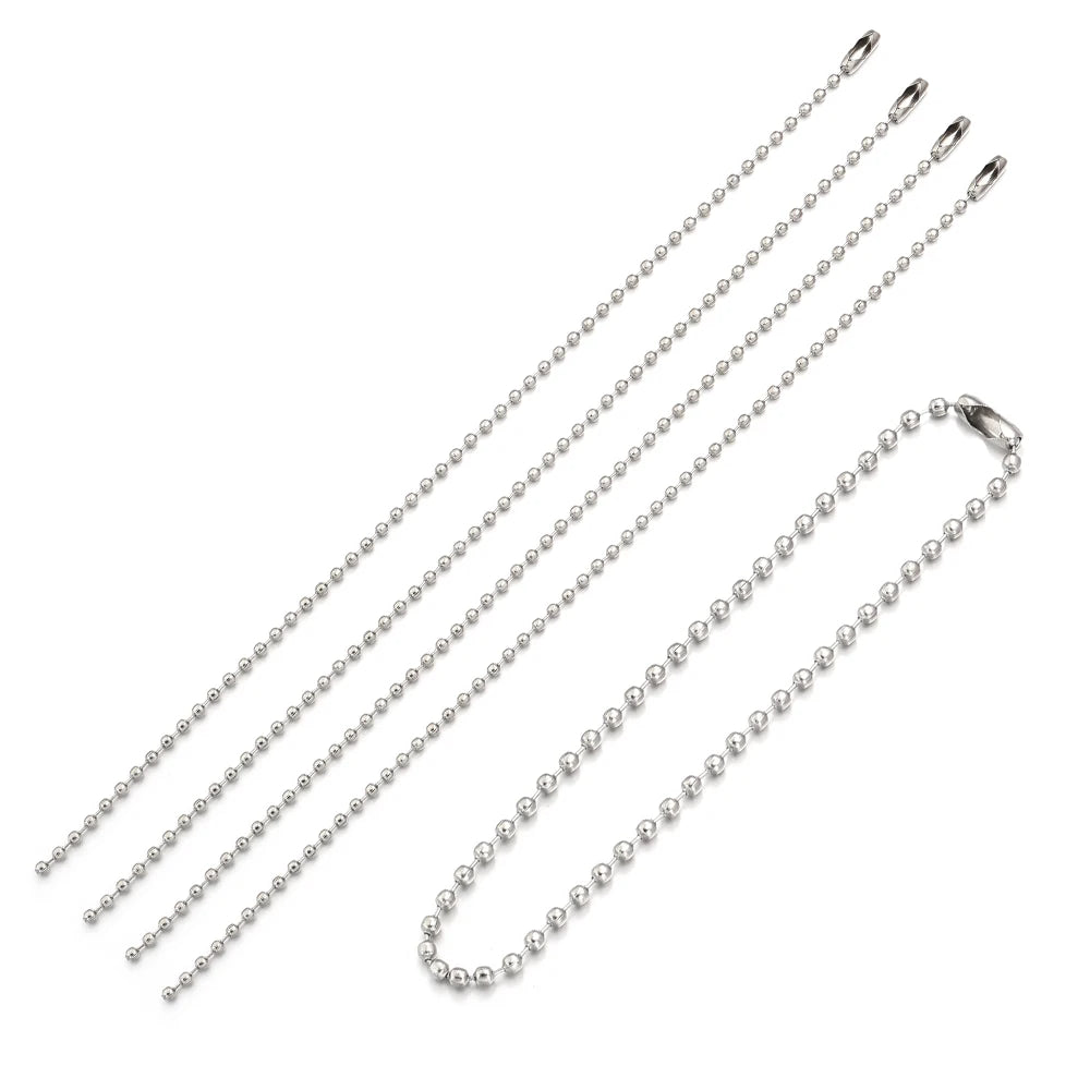 100pcs Rhodium Ball Bead Chains – Keychain & Jewelry Making Jewelry Chain Findings PLUSH 1.5mm x 12cm