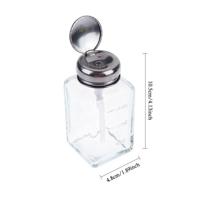 Glass Pump Dispenser Bottle 150ml – Refillable Nail Salon Jar Nail Pump Dispenser PLUSH