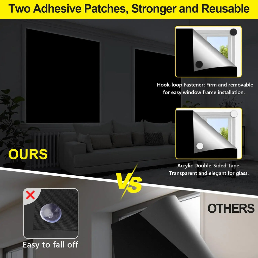 Portable Blackout Curtain – Self-Adhesive Light Blocking Shade Blackout Curtain Shade PLUSH
