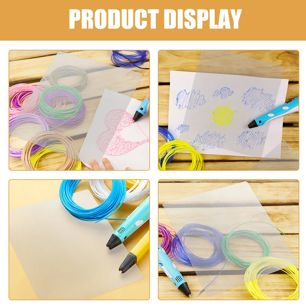 6Pcs Clear PVC 3D Pen Drawing Copy Boards & Sketch Mat Set 3D Pen Drawing Mat PLUSH