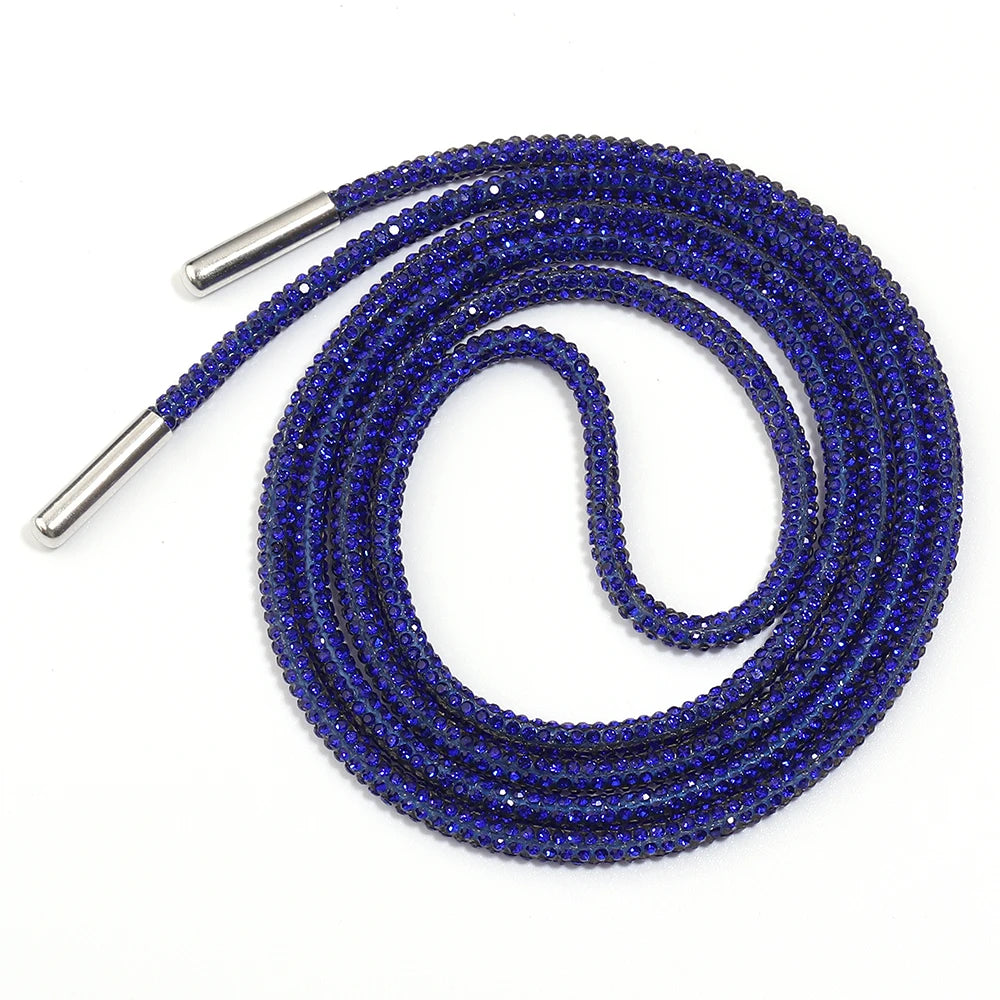 4mm Rhinestone Cord Rope with End Cap – Crystal Cup Chain DIY Rhinestone Jewelry Cord PLUSH Deep Blue 4mm