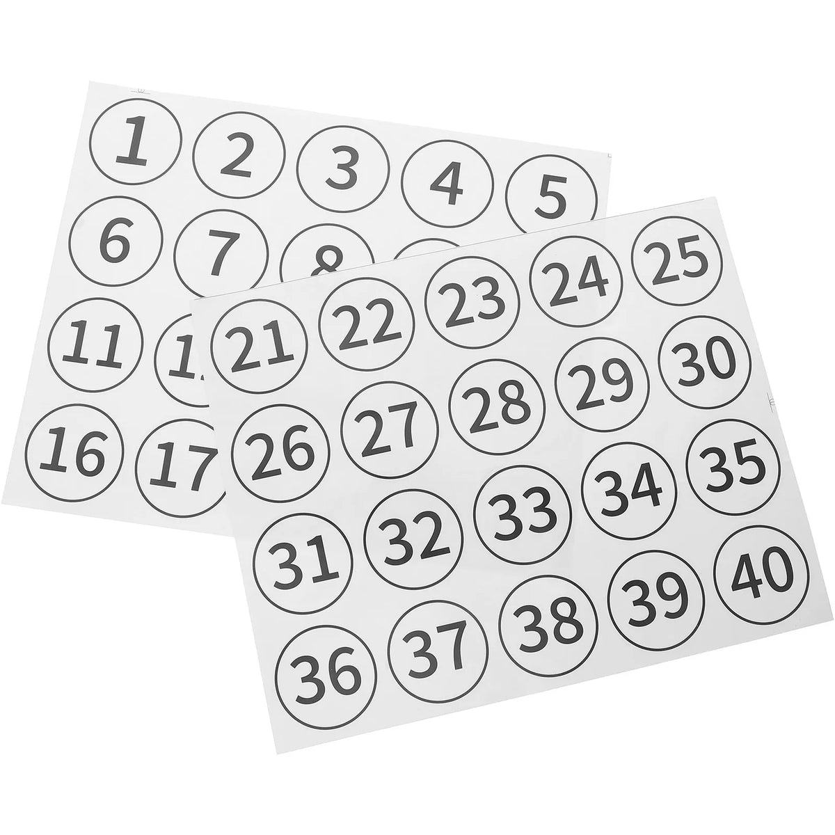40pcs Round Number Stickers PVC Self-Adhesive Consecutive Labels Number Label Stickers PLUSH