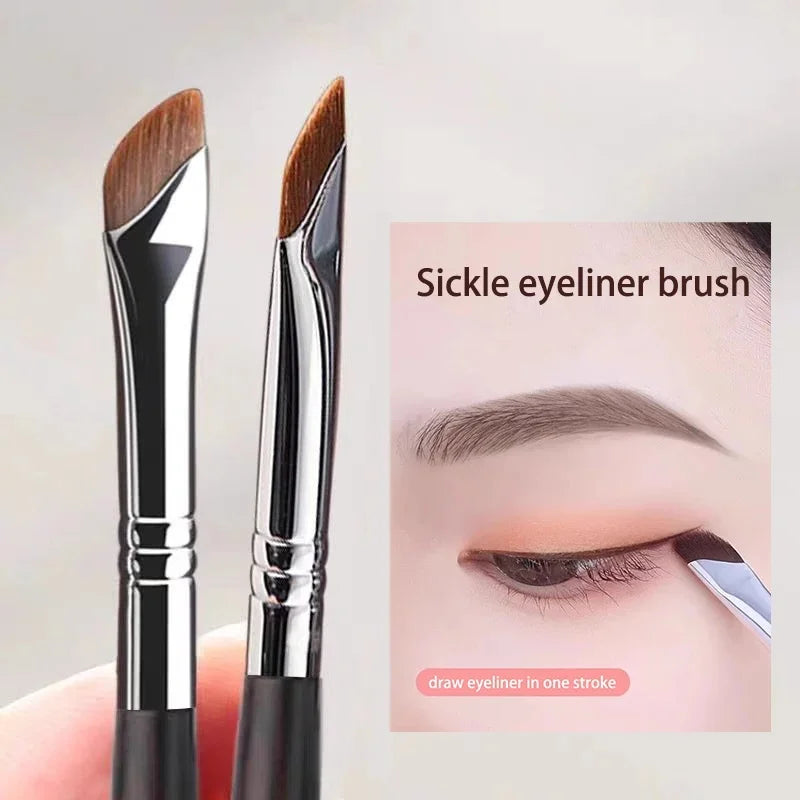 Sickle Eyeliner & Eyeshadow Detail Brush | Angled Brow Tool Eye Makeup Brush PLUSH