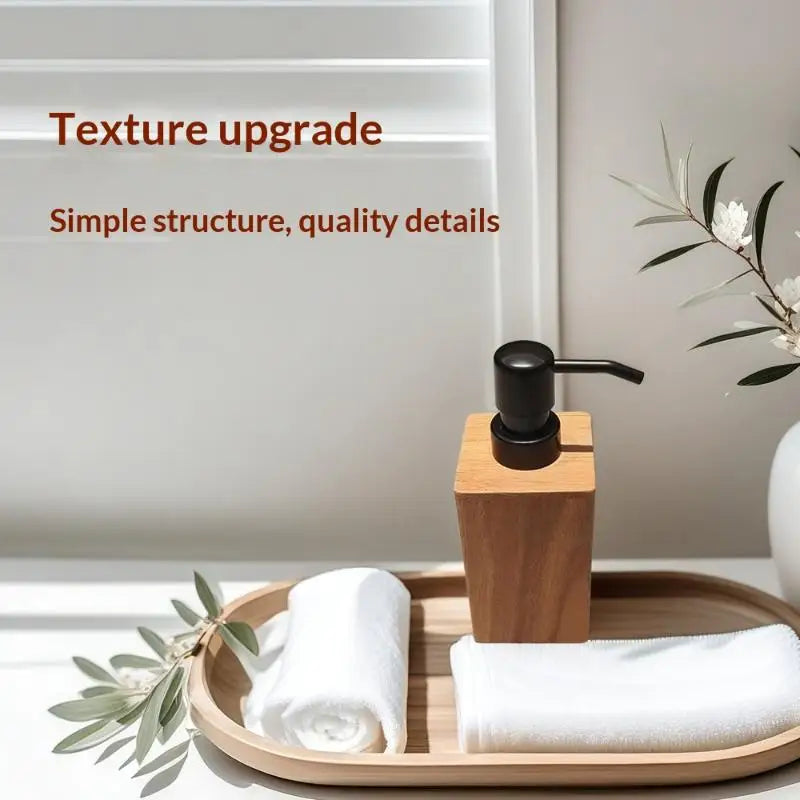 Wooden Lotion Pump Dispenser – Refillable Bathroom Organizer Soap Dispenser PLUSH
