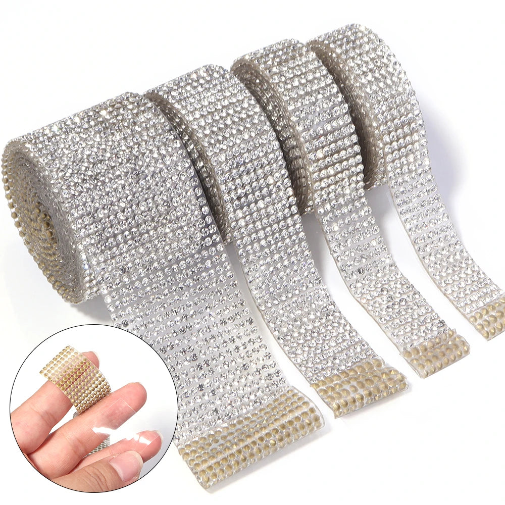 Self-Adhesive Rhinestone Trim Band Crystal Strip Tape | DIY Rhinestone Trim Tape PLUSH