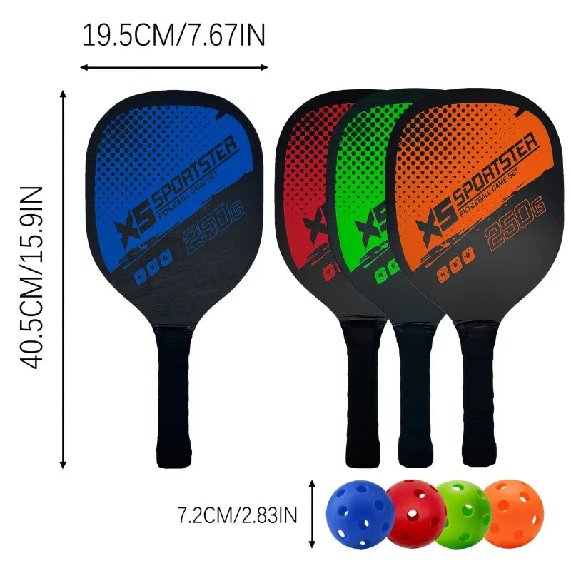 Pickleball Set 2 Paddles 4 Balls & Bag – Beginner Outdoor Kit Pickleball Set PLUSH