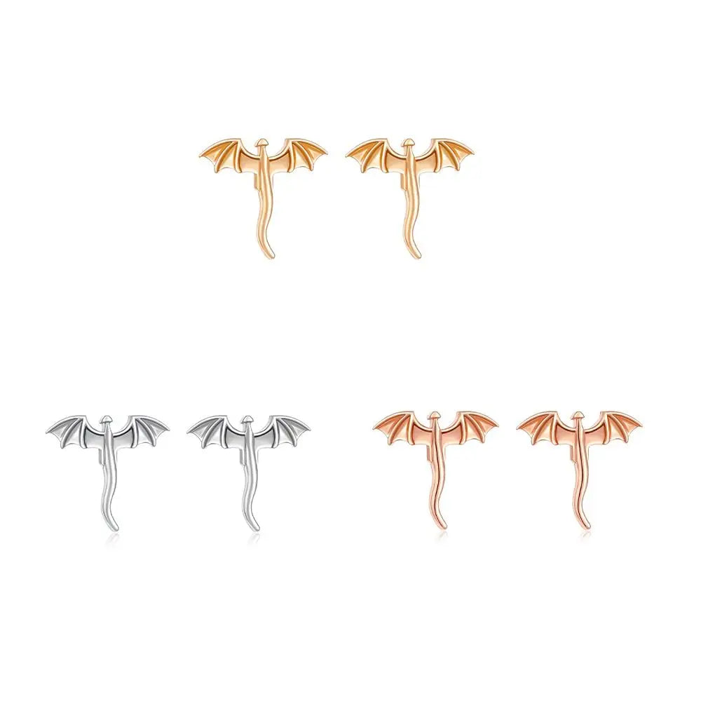 Vintage Dragon Stud Earrings – Unique Flying Dragon Metal Studs Dragon Stud Earrings PLUSH