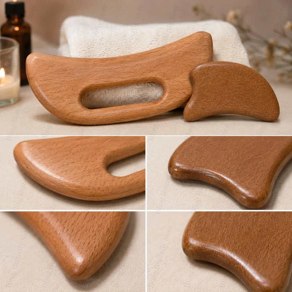 Wooden Gua Sha Body Massage Board Set – 2pcs Scraping Tool Body Massage Board PLUSH