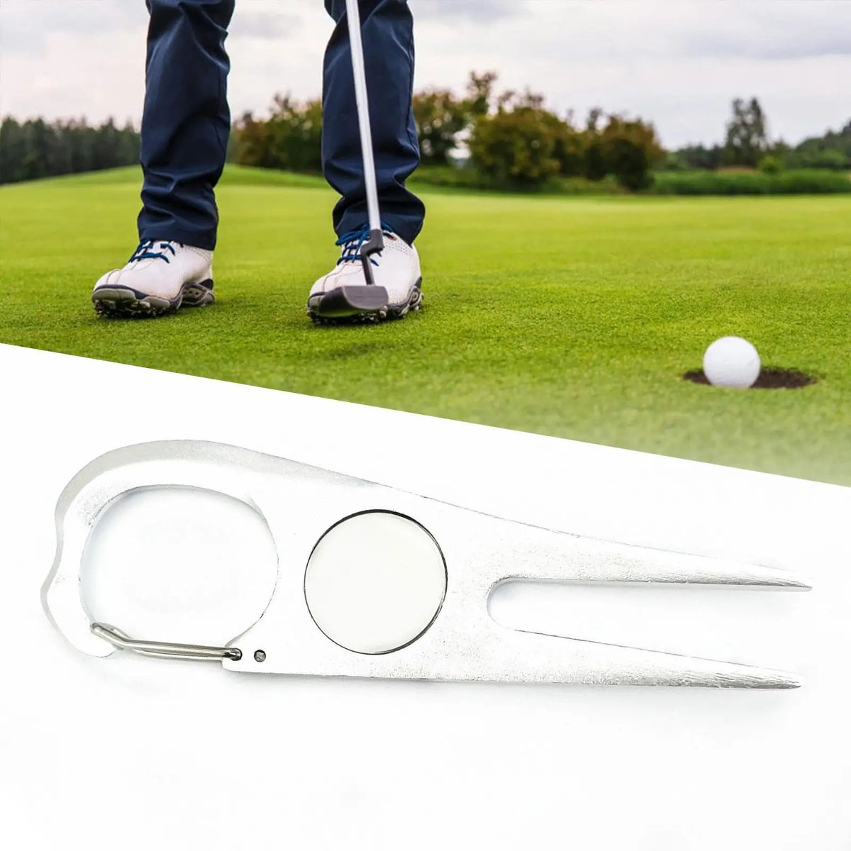 Golf Divot Repair Tool with Ball Marker – Stainless Steel Fork Golf Divot Tool PLUSH