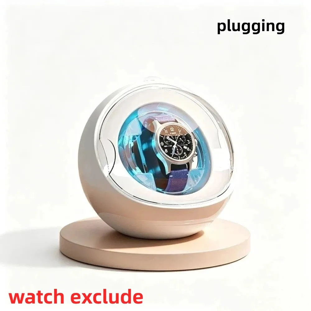 Automatic Watch Winder Silent Motor & 5-Color Ambient Lights Watch Winder Box PLUSH Single Plugging