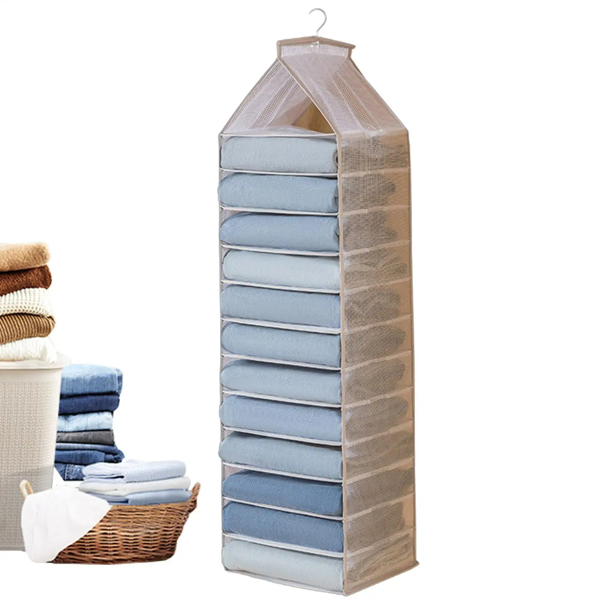 Hangable Closet Organizer – 12-Square Folding Hanging Storage Closet Hanging Organizer PLUSH