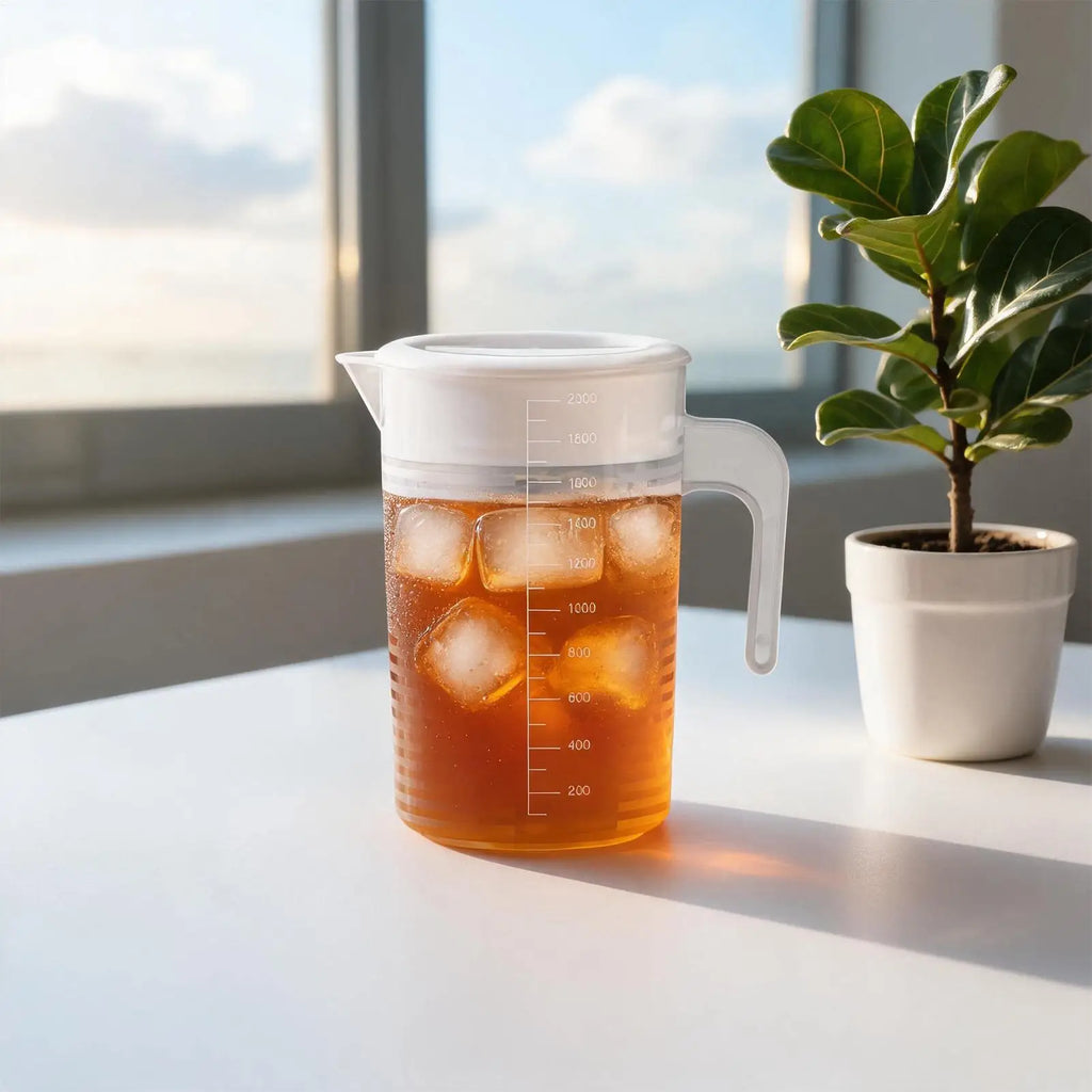2L Measuring Pitcher Jug with Lid – Clear Water & Juice Carafe Measuring Pitcher Jug PLUSH