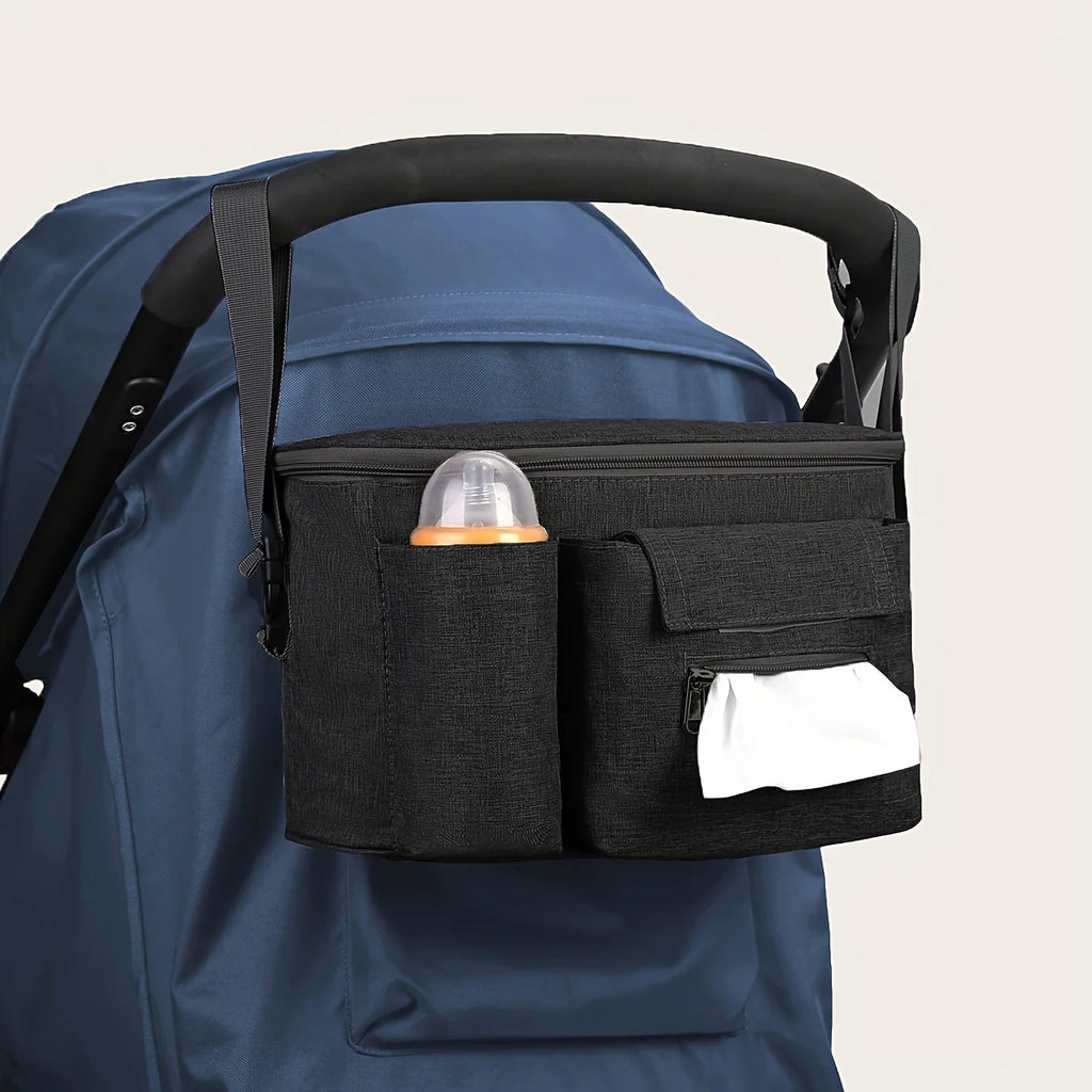 Large Capacity Stroller Hanging Bag – Multifunctional Diaper Bag Stroller Diaper Bag PLUSH Black