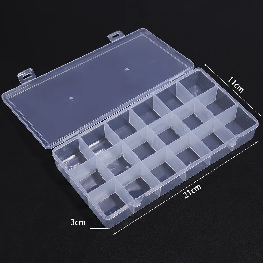 Transparent Plastic Jewelry Organizer Box | Adjustable Storage Jewelry Organizer Box PLUSH 18 grids
