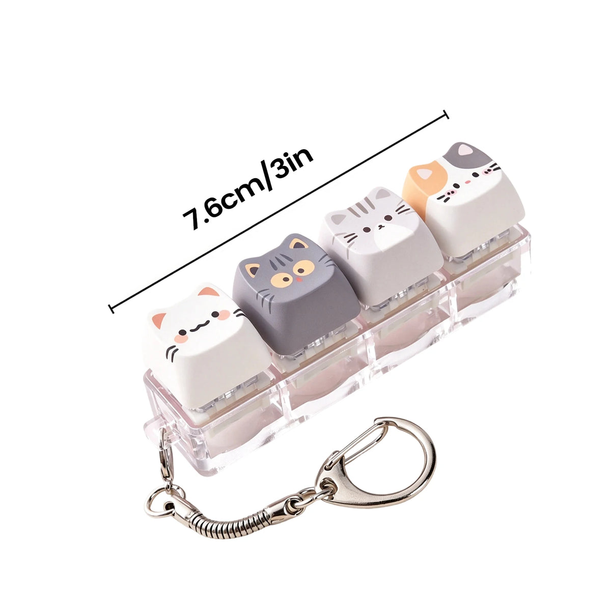 Cute Cat Keycap Fidget Keychain | Clicky Keyboard Toy Fidget Keychain Toy PLUSH C