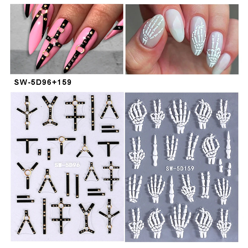 Halloween 5D Embossed Nail Stickers – Spider Web Ghost Decals Nail Art Stickers PLUSH SW-5D96 159