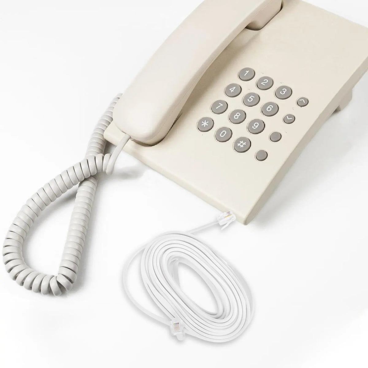 Extra Long 25FT Landline Telephone Extension Cord – White Telephone Extension Cord PLUSH